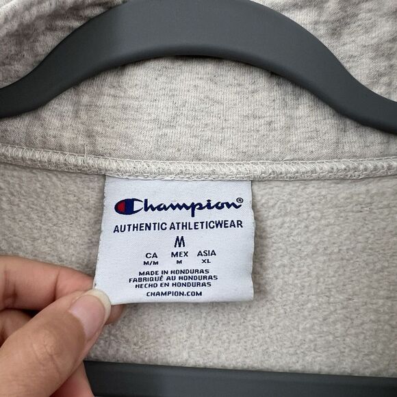 Champion 1/4 Zip Sweatshirt Mens Medium Pullover Heathered Gray Athleticwear - Picture 11 of 13
